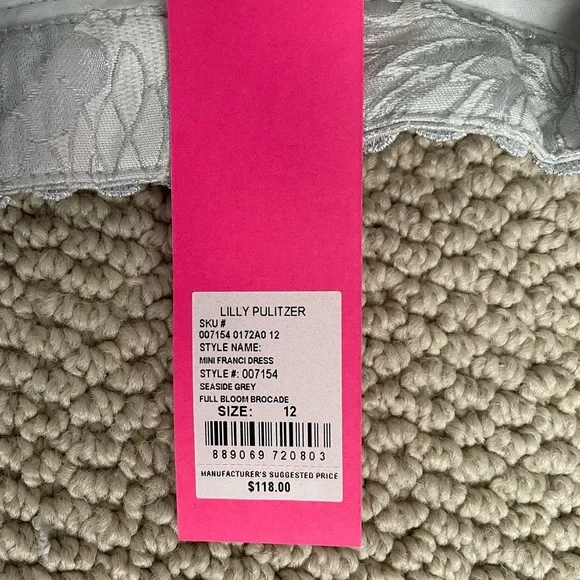 NWT Lilly Pulitzer Silver Brocade Floral Kids Dress